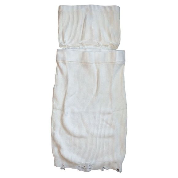 Seroya, Retrofête, Knitted Distressed 2-Piece Dress, White, Size Large, NWT - Picture 1 of 7